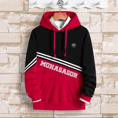 Men's winter hoodie -Black Red